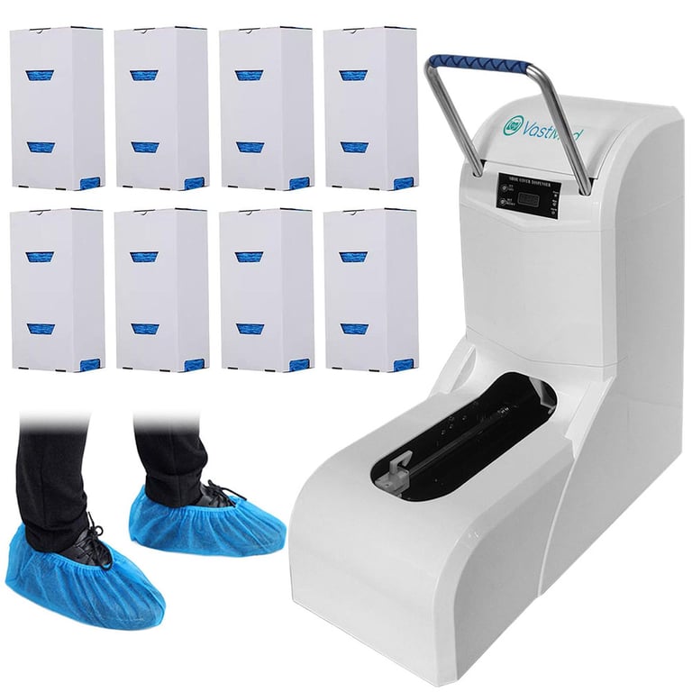VastMed Automatic Shoe Cover Dispenser Machine with 400 Shoe Covers, 1/Pk. Designed for all shoe