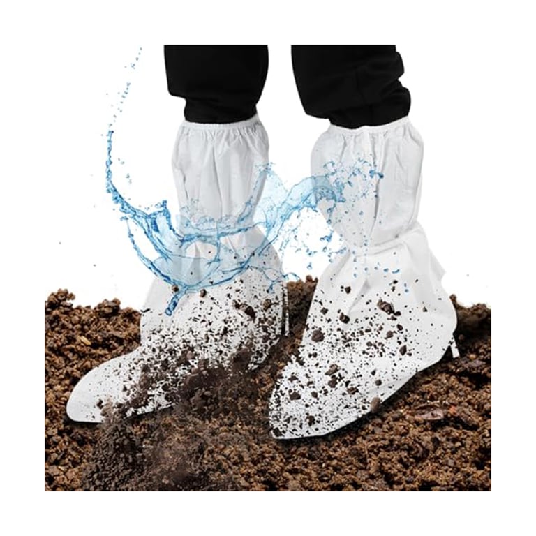 VastMed Non-Slip PP+PE High Knee Shoe & Boot Cover, Disposable, 1/Pk. Includes: 2 pieces, Size