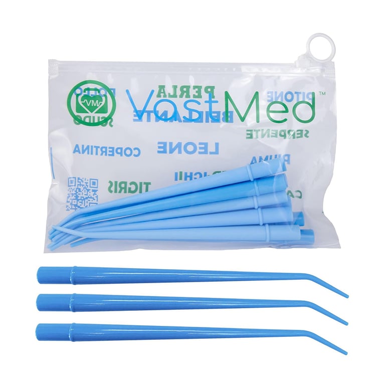 VastMed Disposable Surgical Aspirator Tips, 1/16", Blue, 25/Pk. Designed with rigid, angled