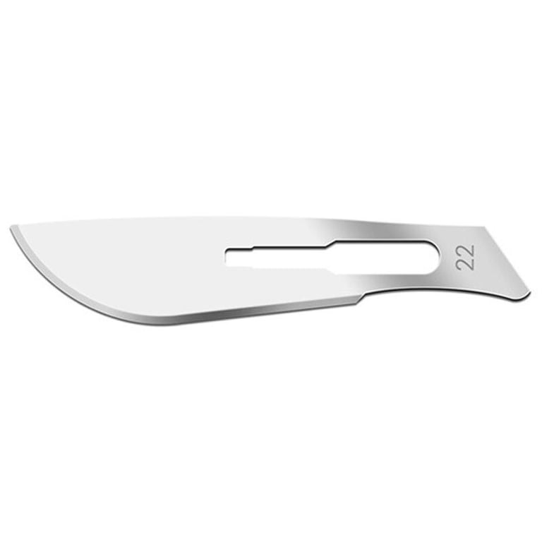 VastMed Stainless Steel Surgical Blade, Sterile, Size #22, Single-use, 100/Box. Features