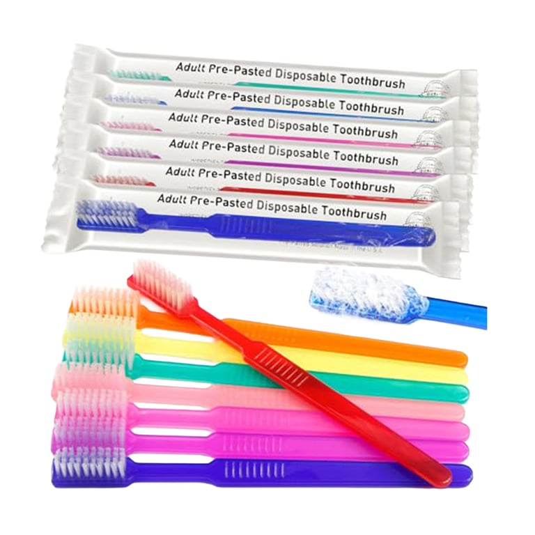 VastMed Pre-Pasted Toothbrush, Medium, Assorted, 100/Pk. Disposable, perfect for travel or large
