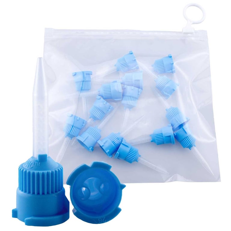 VastMed Blue/White Short T-Style Mixing Tips, 15/Pk
