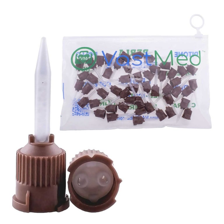 VastMed 1:1 Brown/White Cement Mixing Tips, 50/Pk