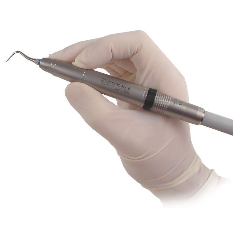 Vector Super Sonic 17K Air Scaler with 3 Tips. 4-Hole (Midwest-type). Driven by compressed air