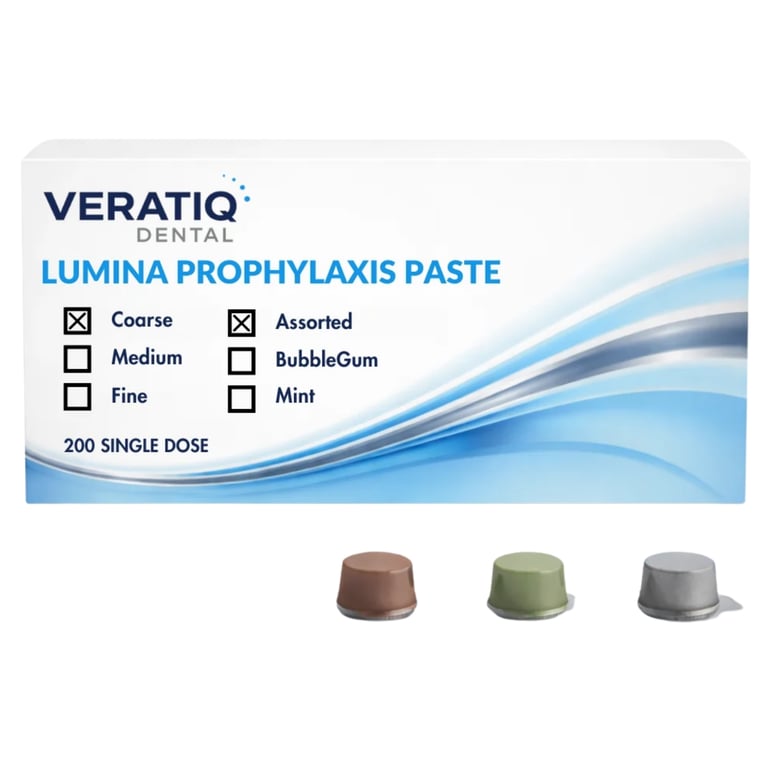 Lumina Prophylaxis Paste, Coarse Grit, Single-Dose Capsules, Assorted, 200/Pk. Delivers a firm