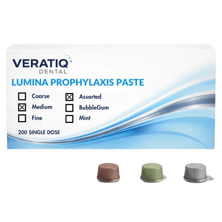 Lumina Prophylaxis Paste, Medium Grit, Single-Dose Capsules, Assorted, 200/Pk. Delivers a firm