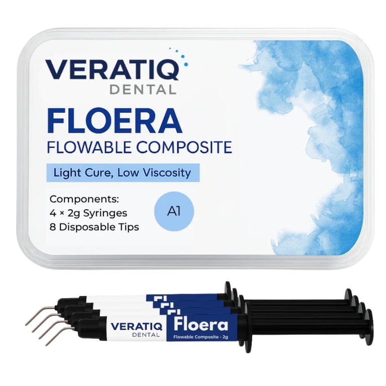 Floera Light-Cured Flowable Composite, Shade A1, 4 x 2g Syringes w/8 Tips, 1/Pk. Nanohybrid