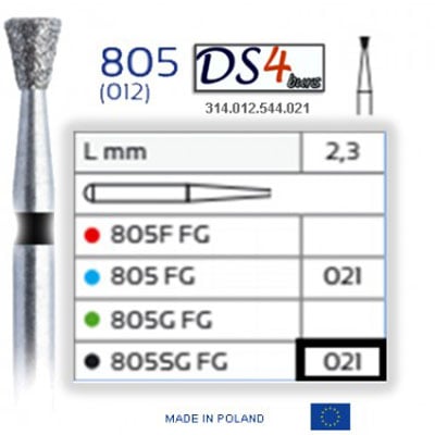 DS4 Burs FG #805.021 Inverted Cone, Diamond Bur Super Coarse Grit, Black, Pack of 10. Made
