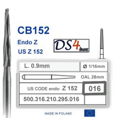DS4 Burs FG #152 Tapered Round Surgical Endo Carbide Burs, Pack of 5. Made in Poland