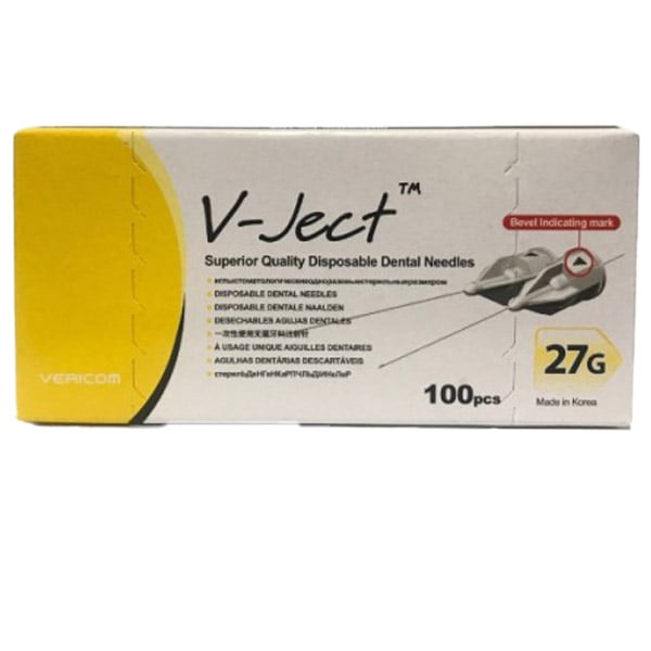 V-Ject Long Disposable Dental Needles (0.4 X 30mm), 27 Gauge, 100/Box