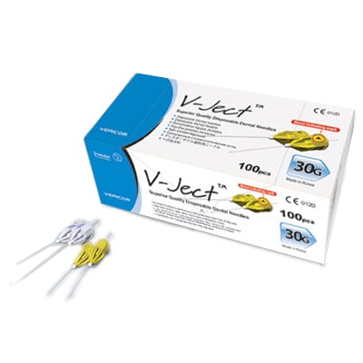 V-Ject 30 gauge Short Disposable Dental Needles (