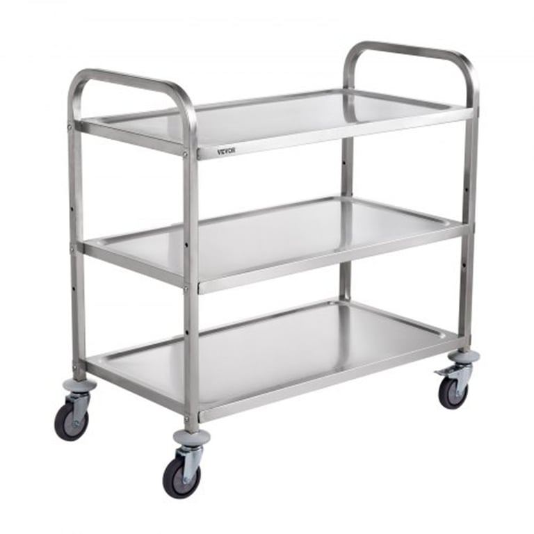 Vevor Stainless Steel Utility Cart, 3-Tier, 1/Pk. Heavy-duty stainless steel utility cart designed