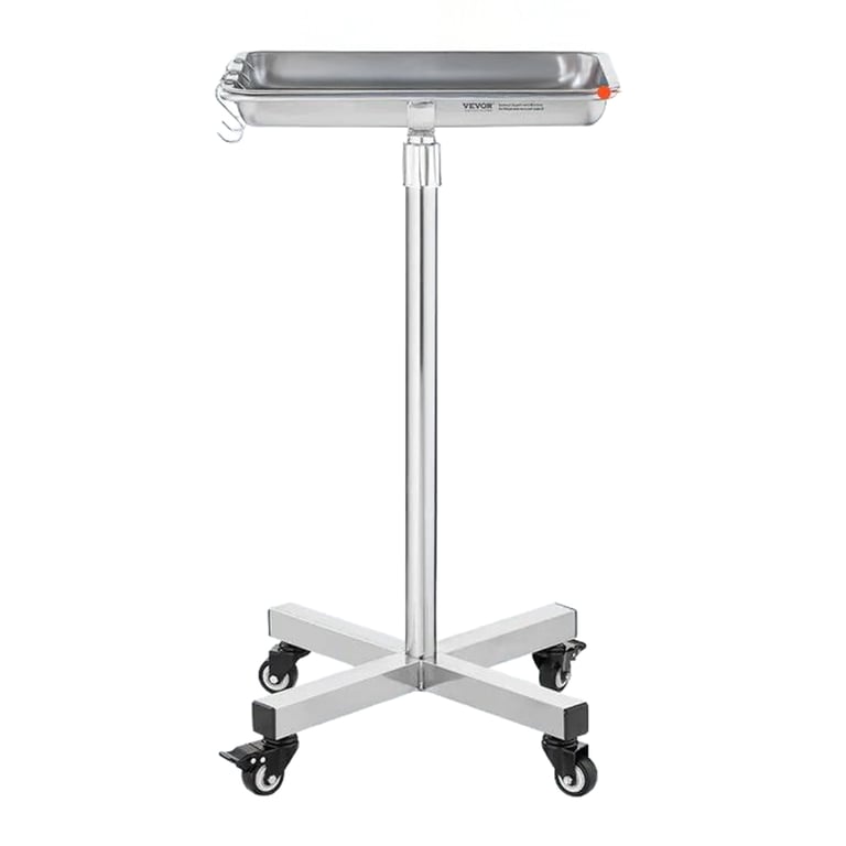 Vevor Stainless Steel Adjustable Mayo Tray Stand, 1/Pk. Built for busy spa, salon, clinic