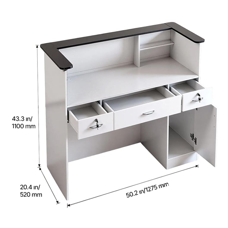 Vevor Particle Board Reception Desk, 3 Drawers an