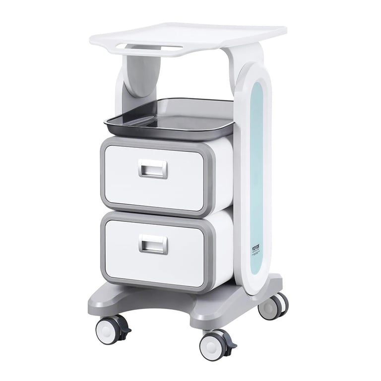 Vevor Mobile Lab Cart, 3-Tier, 2 Drawers with 1 Top Tray, 110lb Capacity, 1/Pk. Constructed