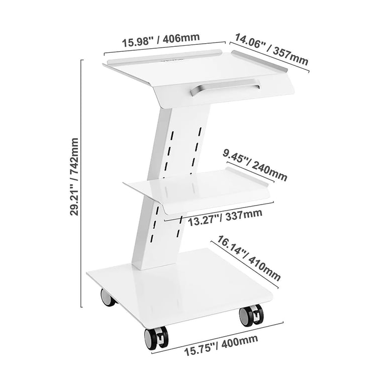 Vevor Iron Rolling Lab Cart, 3-Tier with Built-in