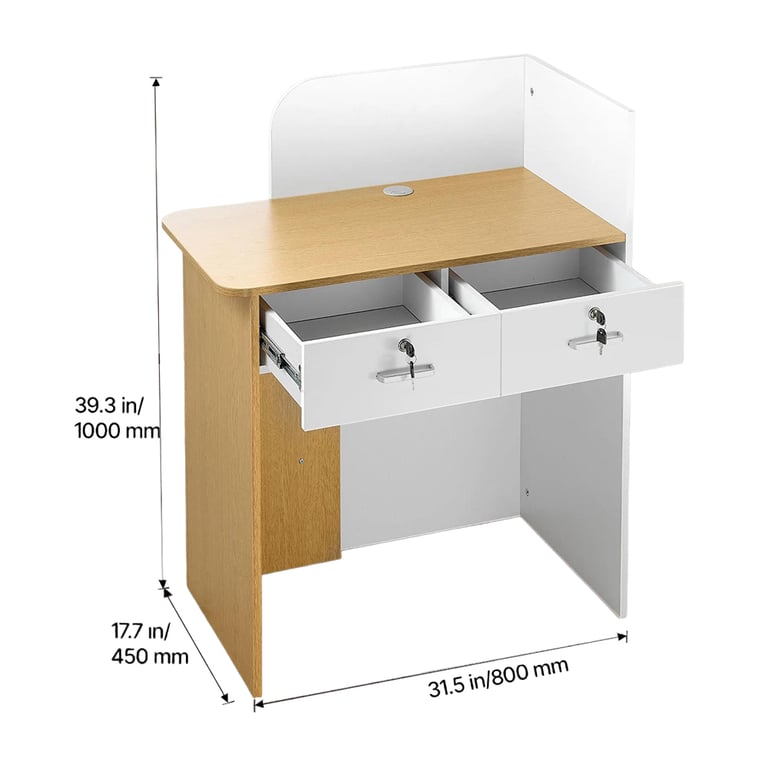 Vevor Particle Board Reception Desk, 2 Drawers an