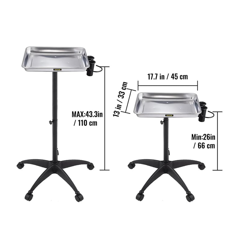 Vevor Stainless Steel Mayo Stand Medical Tray wit