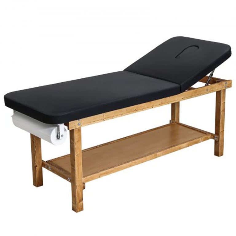 Vevor Sturdy Wooden Frame Medical Exam Table, Storage Shelf and Paper Roll Dispenser, 1/Pk