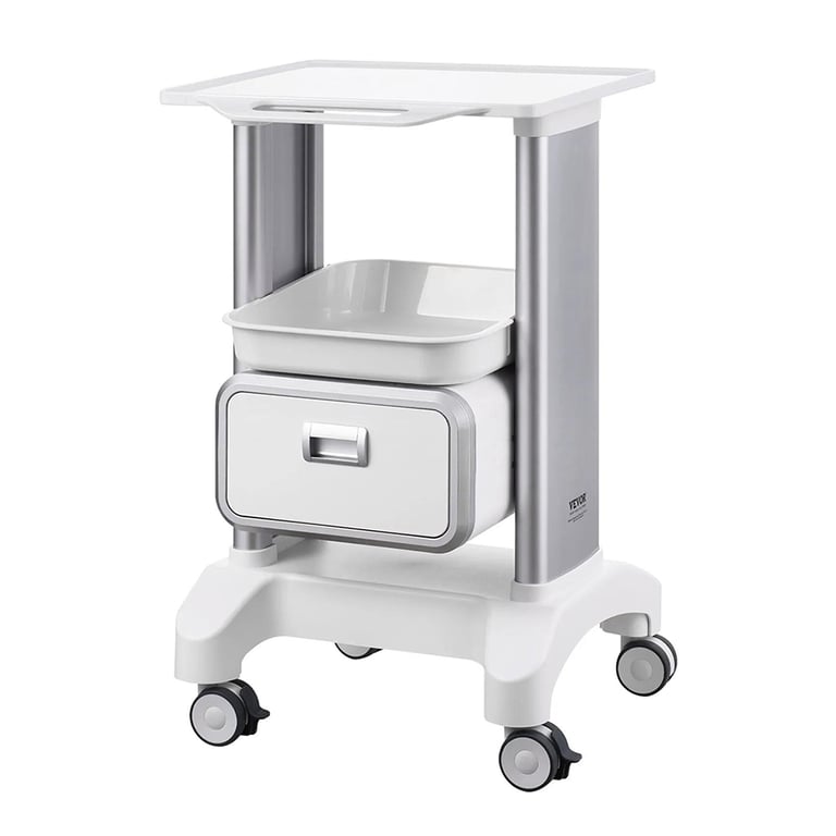 Vevor Mobile Lab Cart, 2-Tier, 1 Drawer with 1 Top Tray, 110lb Capacity, 1/Pk. Constructed