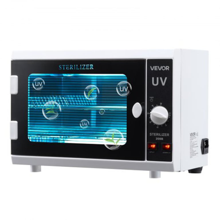 Vevor Carbon Steel UV Sterilizer, 12L Capacity, Knob Control Timer, White, 1/Pk. Features 185nm