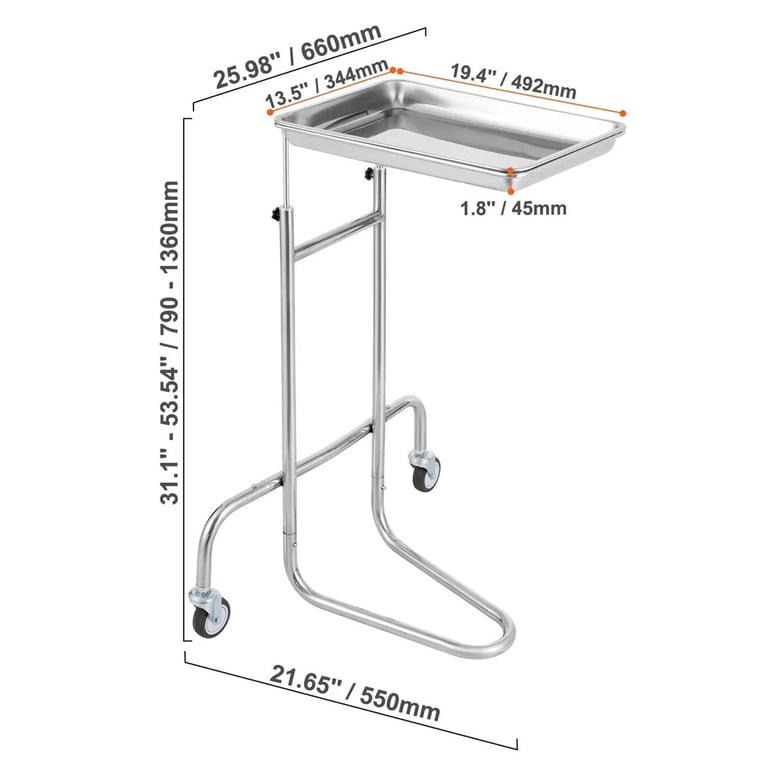 Vevor Stainless Steel Lab Utility Cart, w/ Single