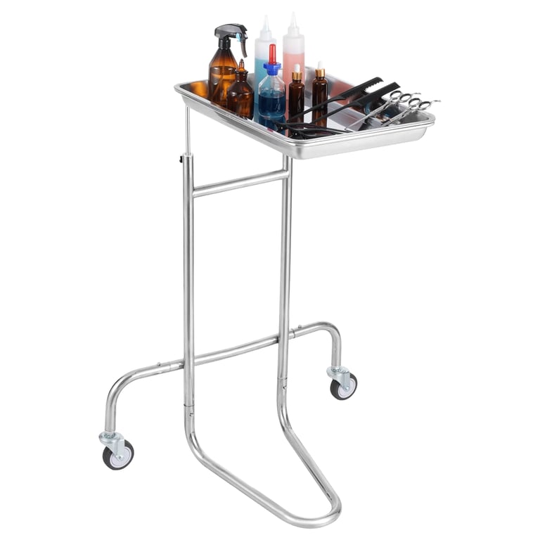 Vevor Stainless Steel Lab Cart w/Single Tray, Adjustable Height, 1/Pk. Features 19.4" x 13.5" top