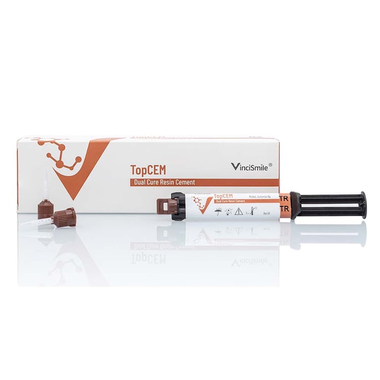 TopCEM Dual Cure Resin Cement, Translucent, 8g Syringe, 1/Pk. Includes: 10 x A mixers and 5 x B-2