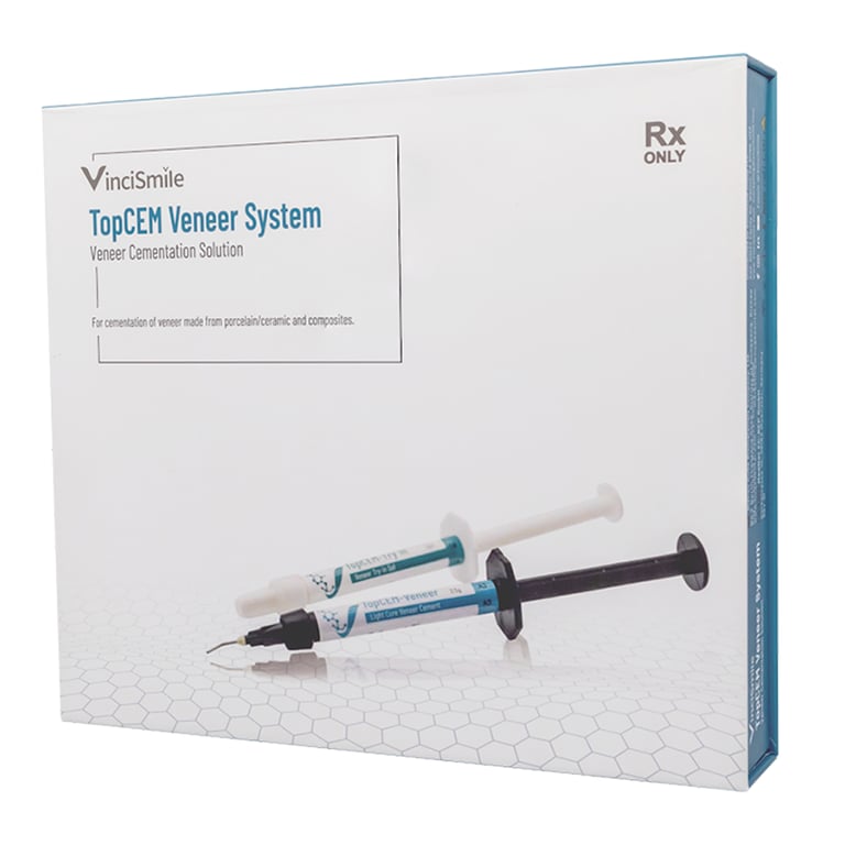 TopCEM Veneer System Veneer Cementation Trial Kit. Includes: 1 x 6ml adhesive, 5 x 2.5g cement, 5