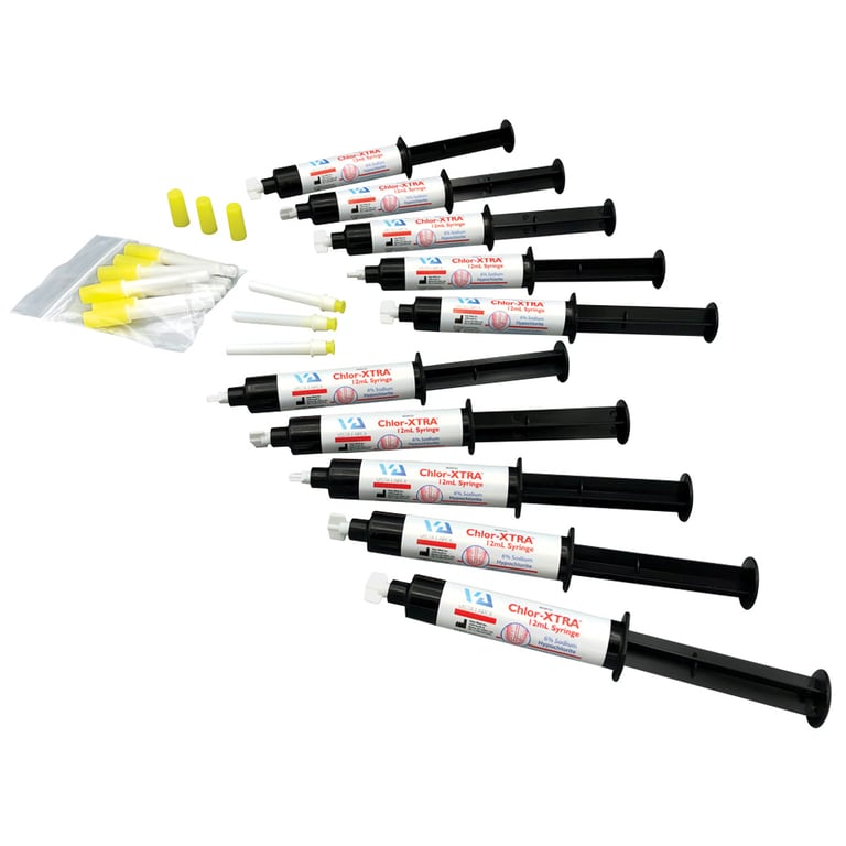 Chlor-XTRA Sodium Hypochlorite (no more than 6%), 12 mL Prefilled Syringes, 10/Box. Includes 10