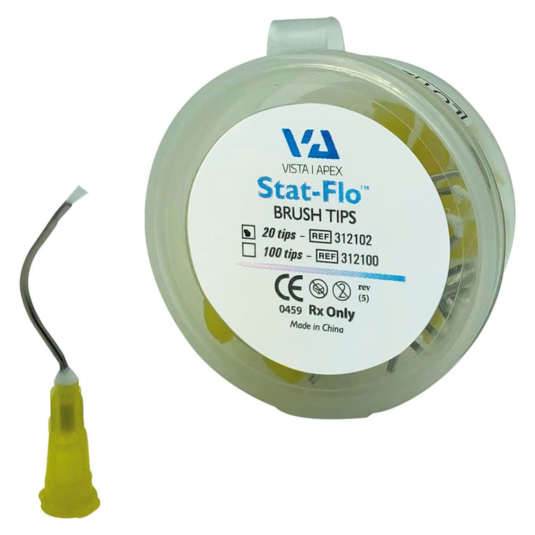 Stat-Flo Brush Tips, 19 ga, Yellow, 20/Pk
