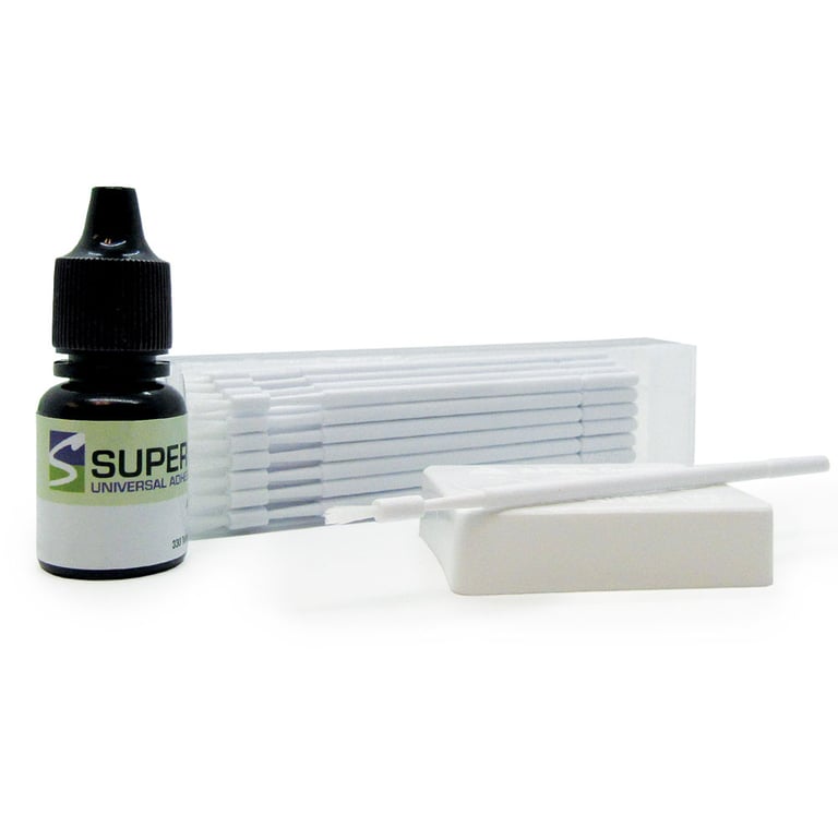 SUPERB, Universal Adhesive Starter Kit. Includes: 1 x 4mL bottle 50 x applicator brushes, 1 x