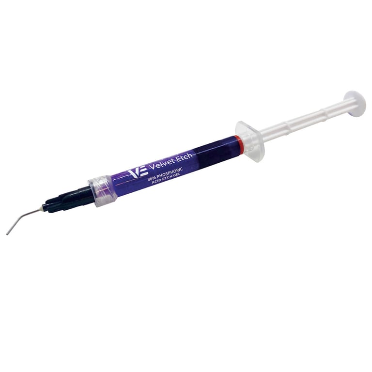 Velvet Etch 40% Phosphoric Acid Etch Gel, 12 x 1.2mL Syringe with 75 x 22ga Pre-Bent Tips