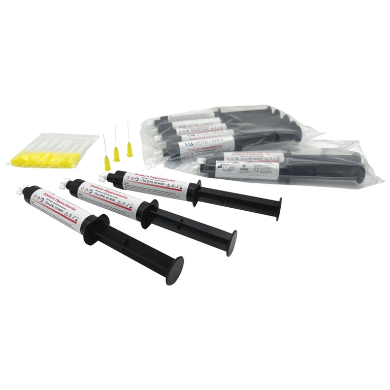 Vista Apex 3% Sodium Hypochlorite Kit - 10 12cc. Prefilled Syringes & 10 27 Ga Appli-Vac