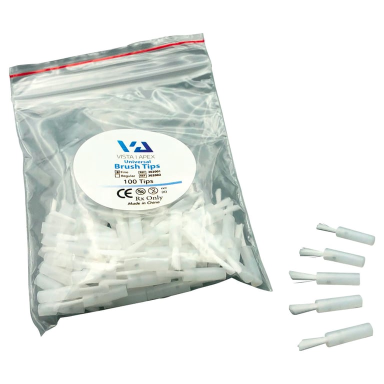 Vista Apex Brush Tips, Fine Bristle, White, 100/Bag