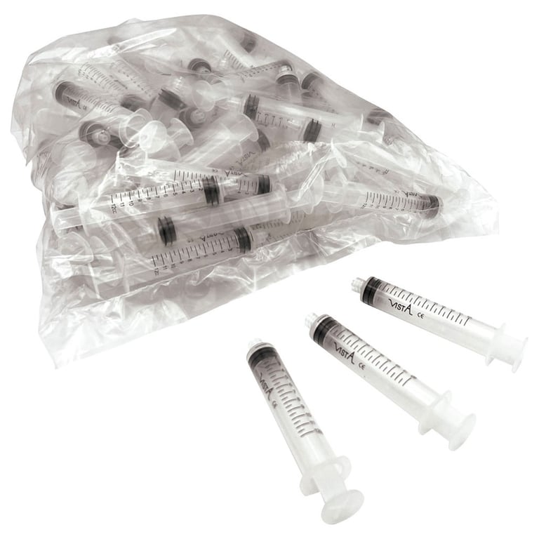 Vista Apex Luer Lock Syringes, 12cc, 100/Box