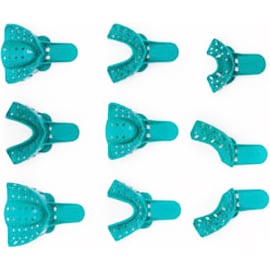 Vista Apex #5 small teal perforated Upper full-arch Plastic Impression Trays, package of 12