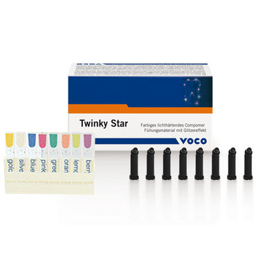 Twinky Star Compomer, Caps Refill - Lemon, 25 x 0.25 g/Box. Coloured light-curing compomer