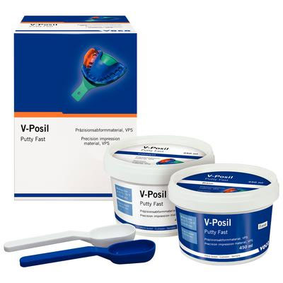 V-Posil Putty Fast - Jar, 2 x 450 ml. Precision Impression Material. Time optimized VPS tray