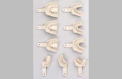 Master Tray #4 medium White Perforated Lower Full-Arch Plastic Impression Trays, Package of 12
