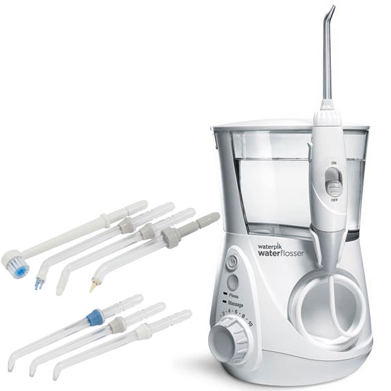 Waterpik Aquarius Water Flosser with 7 Interchangeable Irrigation Tips. Faster, more effective way