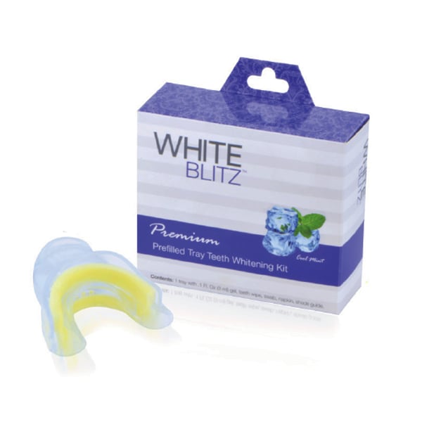 White Blitz Premium Prefilled Tray Teeth Whitening Kit. Single Use, All-in-One kit contains 1x