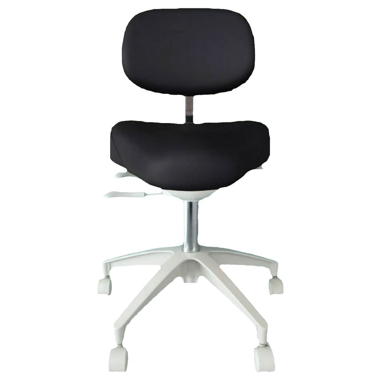 WINBEX VIVA Doctor Adjustable Stool with Back and Wheels, Black, Single Stool. Designed