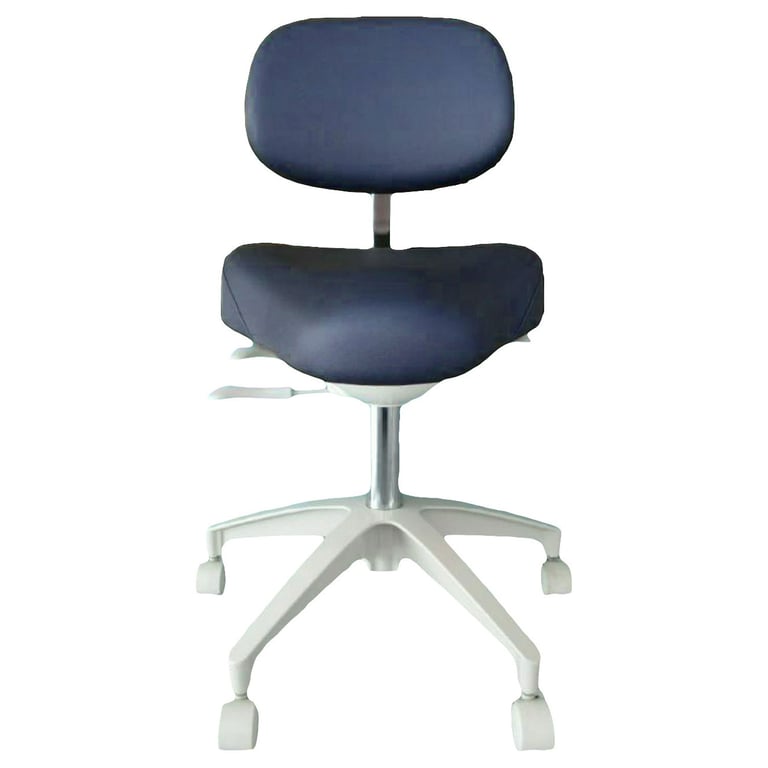 WINBEX VIVA Doctor Adjustable Stool with Back and Wheels, Dark Blue, Single Stool. Designed