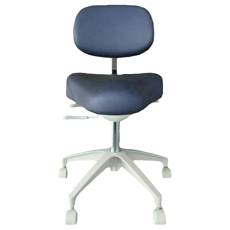 WINBEX VIVA Doctor Adjustable Stool with Back and Wheels, Medium Blue, Single Stool. Designed