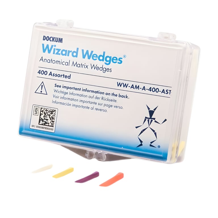 Dockum Wizard Wedges, Anatomical Shaped, Assorted Sizes, Assorted Colors, 400/Pk. Contains an