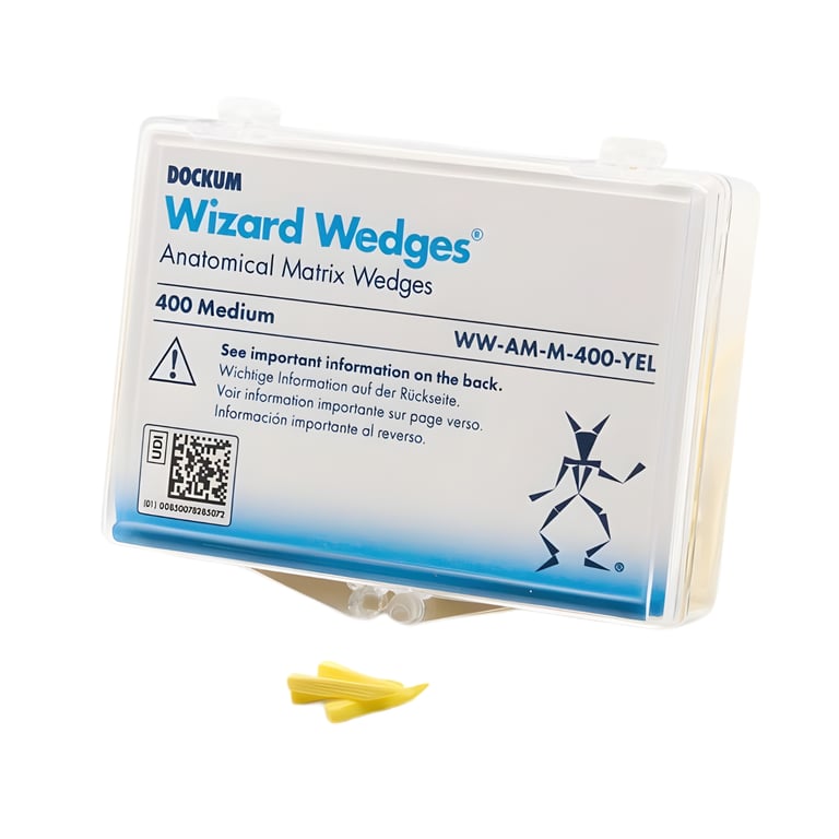 Dockum Wizard Wedges, Anatomical Shaped, Medium, Yellow, 400/Pk. Made of birch wood