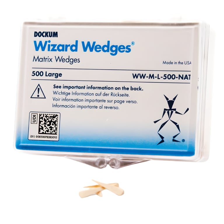 Dockum Wizard Wedges, M Series, Large, Natural, 500/Pk. Made of birch wood for tooth separation