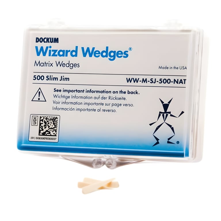 Dockum Wizard Wedges, M Series, Slim Jim, Natural, 500/Pk. Made of birch wood for tooth separation