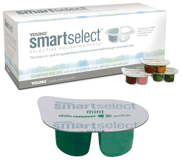 Young SmartSelect Selective Polishing Paste, mint, 125/bx. The first 2-in-1 system that promotes